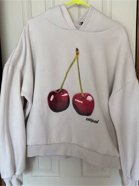 Edikted White Hoodie with Cherry Print sz M